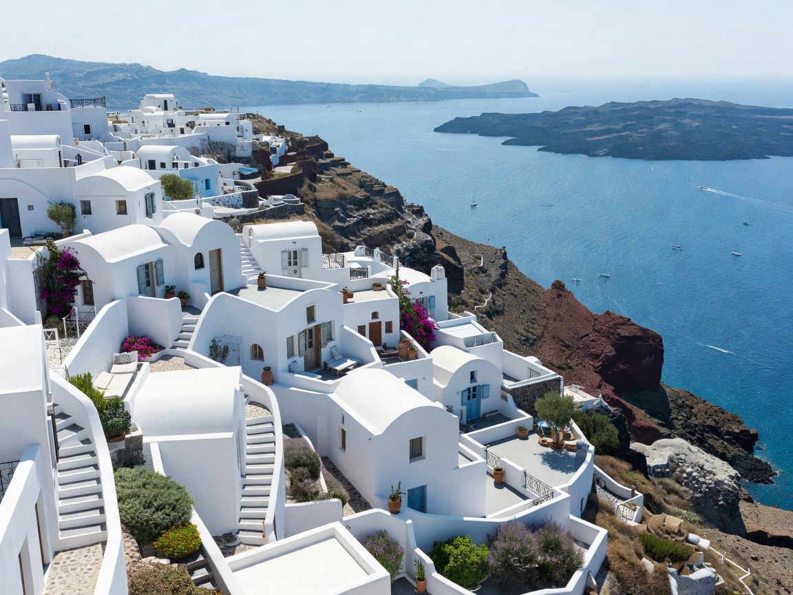 Caldera Heights Estate Santorini white architecture overlooking caldera ocean