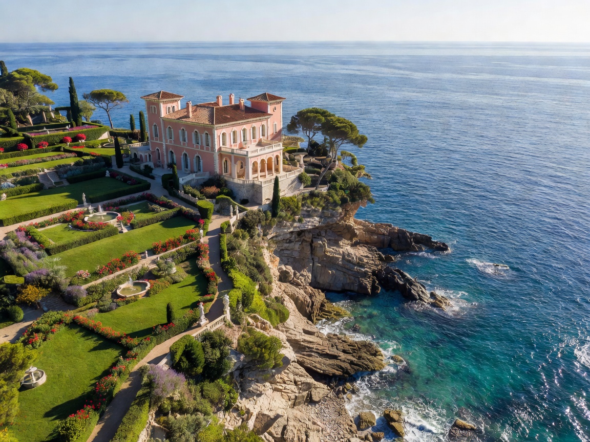 Villa Ephrussi Cliffside Sanctuary panoramic drone view Saint-Jean-Cap-Ferrat